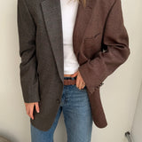 Contrasted blazer in red speckered and deep green plaid