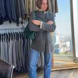 Stunning high neck collarless jacket