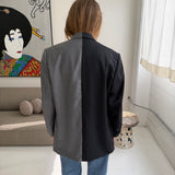 Contrasted blazer in grey solid and black pinstriped (Express shipping)