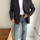Contrasted blazer in dark blue and grey