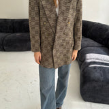 Double breasted patterned brown blazer