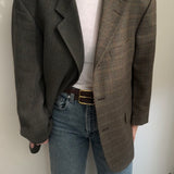 Green/grey houndstooth and speckered contrasted blazer