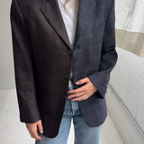 Contrasted blazer in Brown checkered and blue checkered (Express shipping)