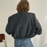 Tweed black and white bomber