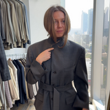 Double belted blazer in grey