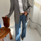 Light grey pinstriped button back blazer