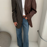 Contrasted blazer in red speckered and deep green plaid
