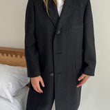Dark grey herringbone coat in wool