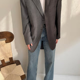 Grey and dark grey warm pinstriped contrasted blazer