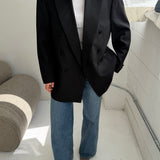 Black double-breasted tuxedo blazer