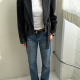 Belted blazer in grey speckered