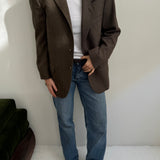Contrasted blazer in brown and khaki tones