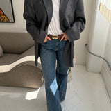 Grey/blue houndstooth blazer