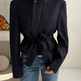 Belted blazer in Navy blue