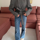 Grey speckered Belted blazer