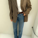Contrasted blazer in plaid and houndstooth