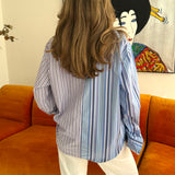 Contrasted shirt in Purple and blue