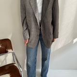 Contrasted blazer in silk and wool mix