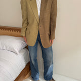 Contrasted blazer in silk rose and golden hues