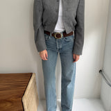 Pale grey wool bomber