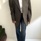 Green toned checkered and speckered contrasted blazer