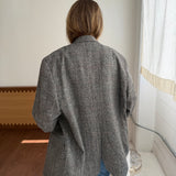 Plaid black and white blazer on soft wool