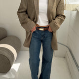 Contrasted blazer in plaid beige and pale brown checkered  (Express shipping)