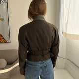 Belted blazer in Brown houndstooth