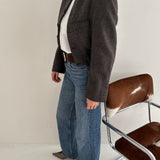 Bomber jacket in grey houndstooth