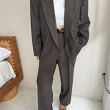 Double breasted grey suit