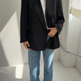 Button back blazer in Black Tux