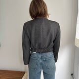Bomber jacket in grey and black houndstooth