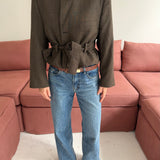 Belted blazer in green