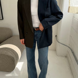 Contrasted blazer in blue and brown double-breasted (Express shipping)