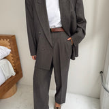 Double breasted grey suit