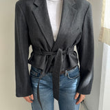 Belted blazer in grey speckered