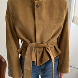 Belted blazer in Khaki corduroy