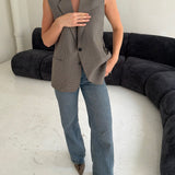 Stunning button back vest in plaid