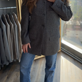 Stunning high neck collarless jacket