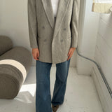 Striped grey and white wool blazer