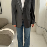 Contrasted blazer in dark grey pinstriped and grey pinstriped  (Express shipping)