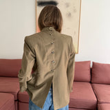 Button back blazer in light green
