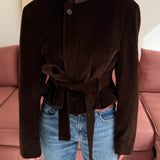 Belted blazer in brown corduroy