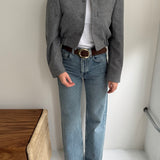 Pale grey wool bomber