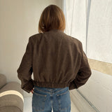 Bomber jacket in Brown herringbone