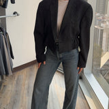 Dark cinched cropped blazer