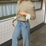 Belted blazer in warm tones