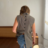 Stunning button back vest in plaid