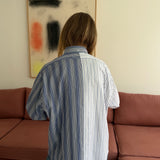 Blue pinstriped contrasted shirt