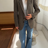 Beautiful blazer in taupe hexagon pattern with elbow patches